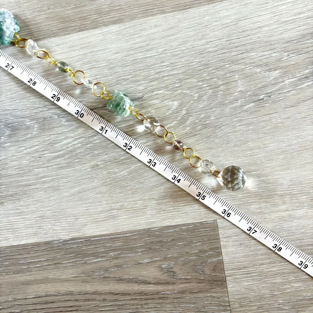 Raw Fluorite and Fluorite Bead Gemstone Wall Hanging